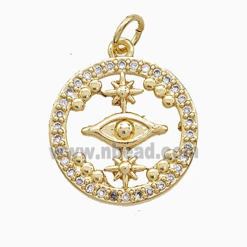 Copper Pendant Pave Zircon, Gold Plated
