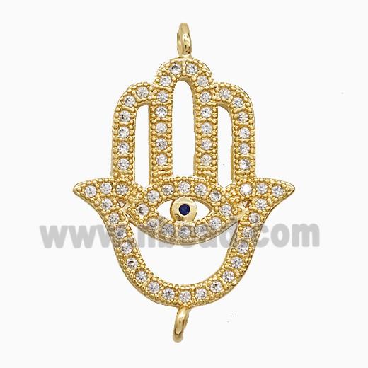 Copper Connector Pave Zircon, Gold Plated