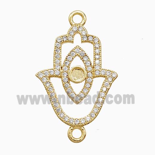 Copper Connector Pave Zircon, Gold Plated