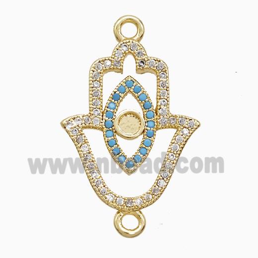 Copper Connector Pave Zircon, Gold Plated
