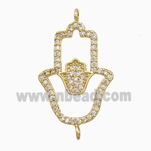 Copper Connector Pave Zircon, Gold Plated
