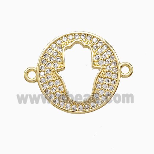 Copper Connector Pave Zircon, Gold Plated