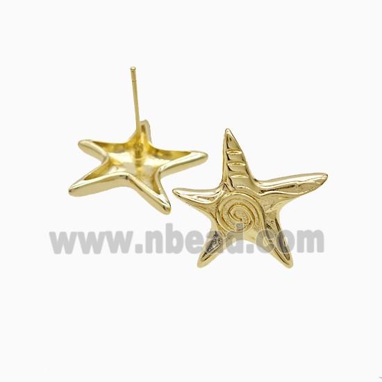 Copper Earring Pave Zircon, Gold Plated