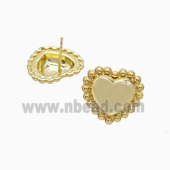 Copper Earring Pave Zircon, Gold Plated