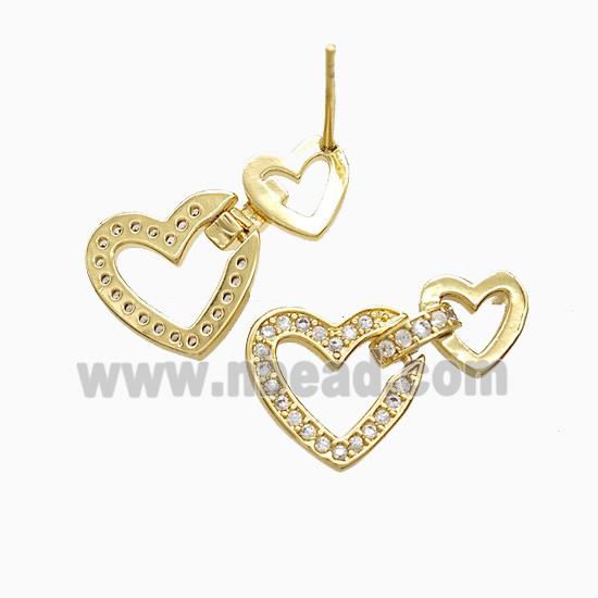 Copper Earring Pave Zircon, Gold Plated