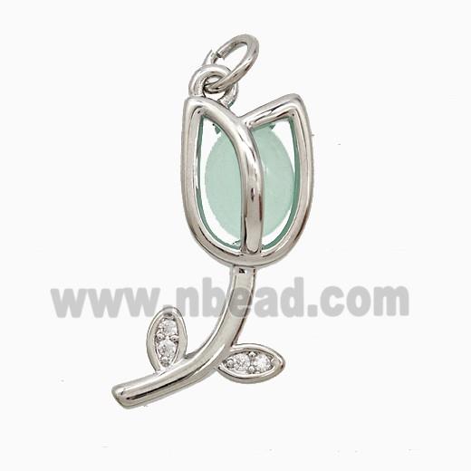 Copper Pendant Pave Zircon, Gold Plated