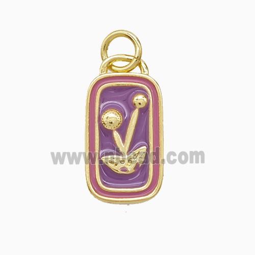 Enamel Copper Pendant, Gold Plated