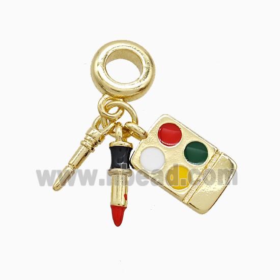 Copper Lipstick And Carkey Pendant Enamel Gold Plated
