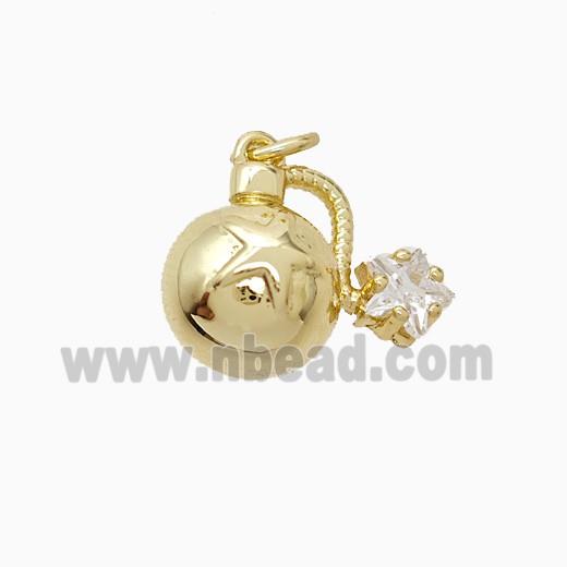 Copper Pendant Pave Zircon, Gold Plated