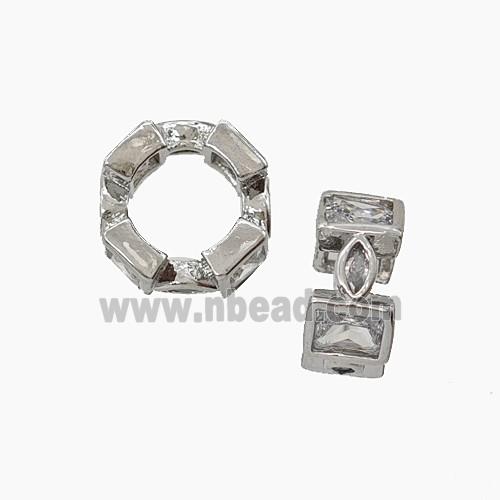 Copper Circle Beads Pave Zirconia Platinum pLated