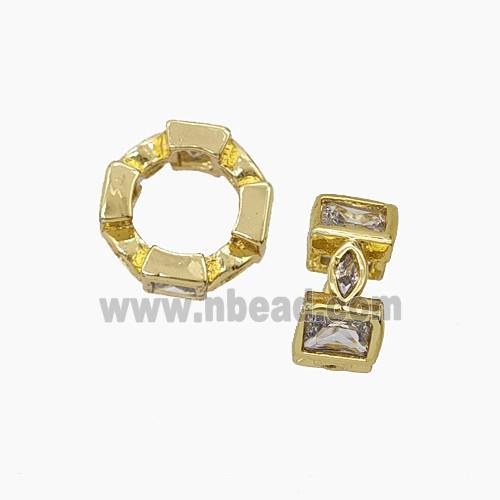 Copper Circle Beads Pave Zirconia Gold Plated