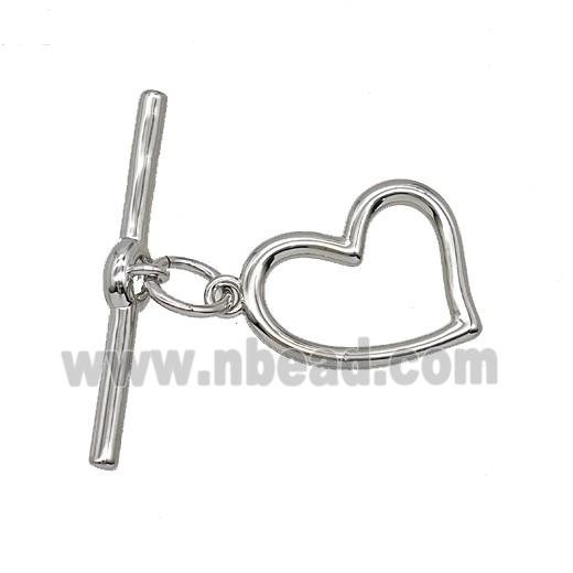 Copper Heart Toggle Clasp Platinum Plated