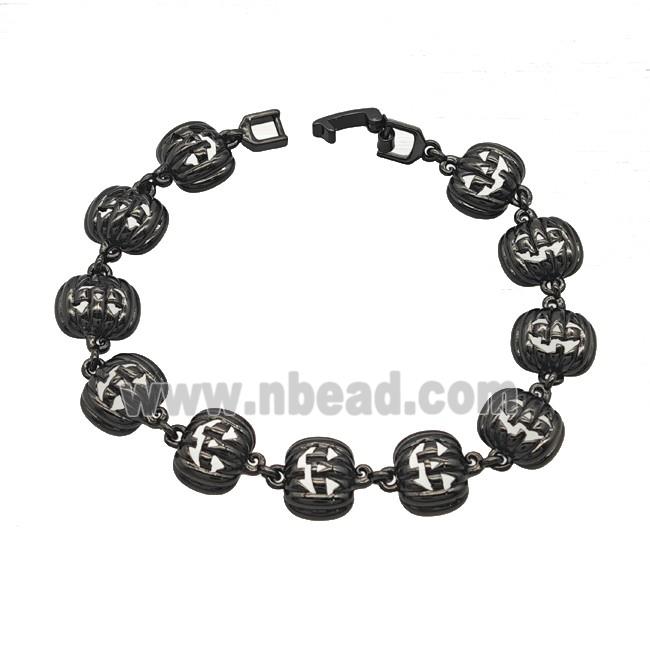 Halloween Jack-O-Lantern Charms Copper Bracelet Black Plated