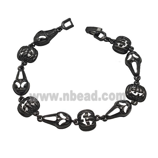 Halloween Jack-O-Lantern Ghost Copper Bracelet Black Plated