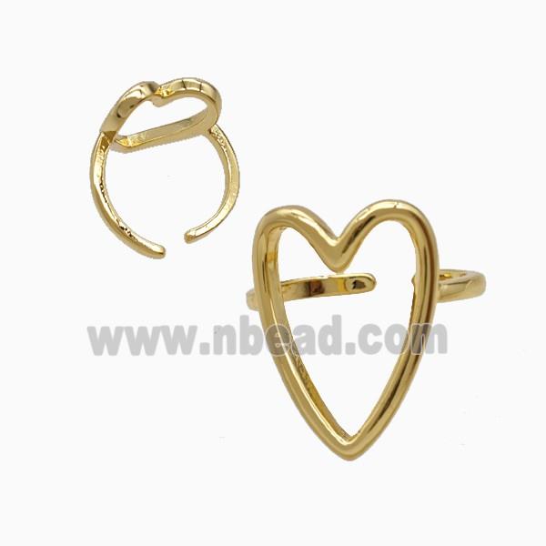 Copper Heart Rings 18K Gold Plated