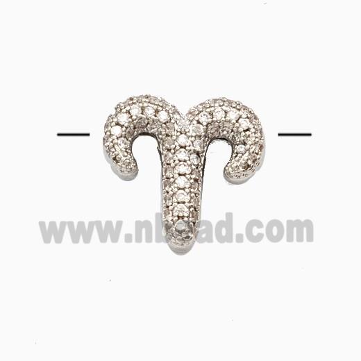 Copper Symbols Pendant Pave Zirconia Zodiac Aries Platinum Plated