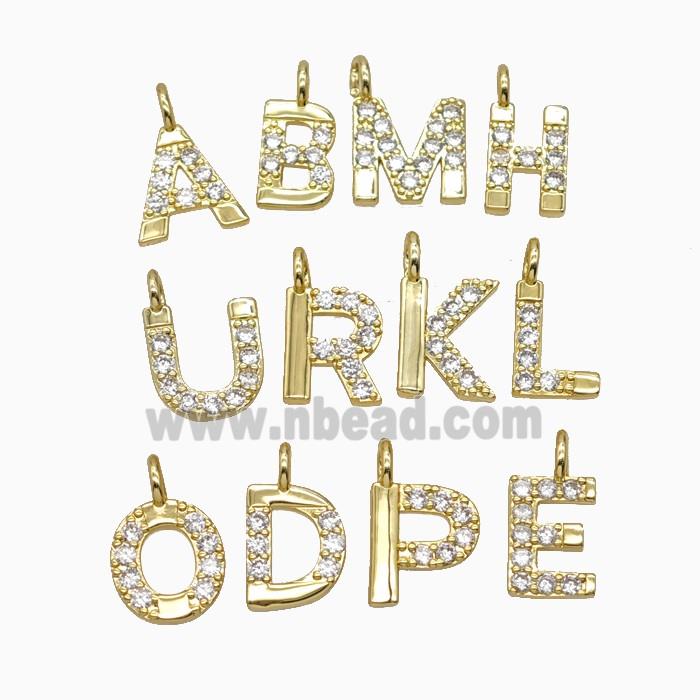 Copper Alphabet Pendant Pave Zirconia Gold Plated Mix Letters