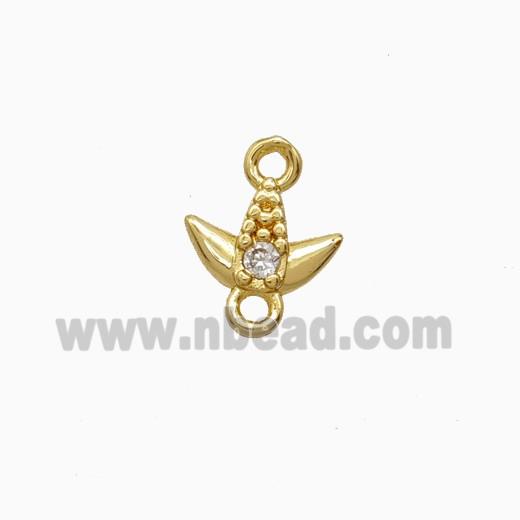 Copper Tulip Connector Pave Zirconia Gold Plated