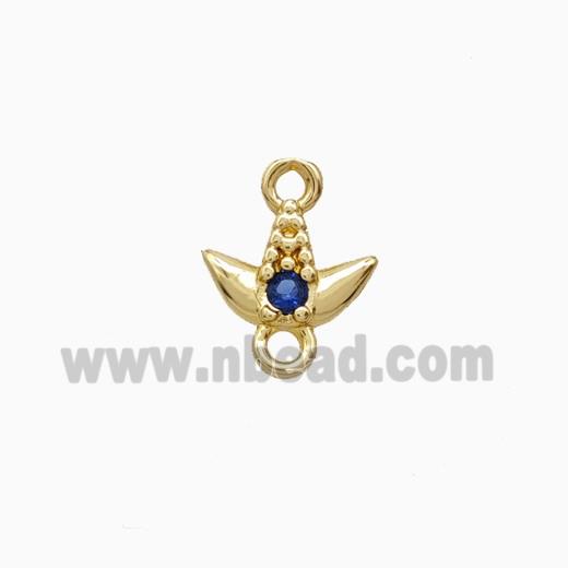 Copper Tulip Connector Pave Zirconia Gold Plated