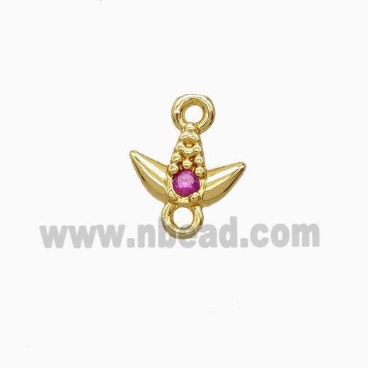 Copper Tulip Connector Pave Zirconia Gold Plated