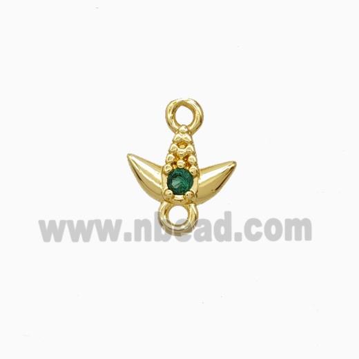 Copper Tulip Connector Pave Zirconia Gold Plated