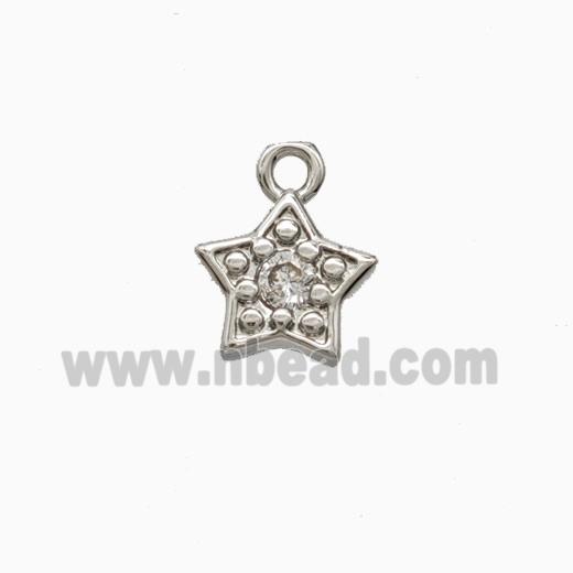 Copper Star Pendant Pave Zirconia Platinum Plated