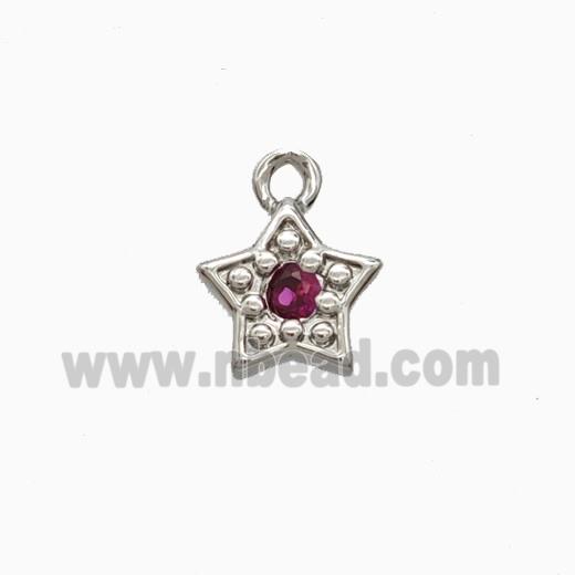 Copper Star Pendant Pave Zirconia Platinum Plated