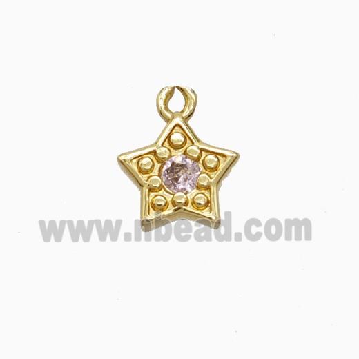 Copper Star Pendant Pave Zirconia Gold Plated
