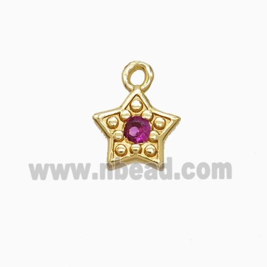 Copper Star Pendant Pave Zirconia Gold Plated