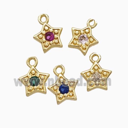 Copper Star Pendant Pave Zirconia Gold Plated Mixed