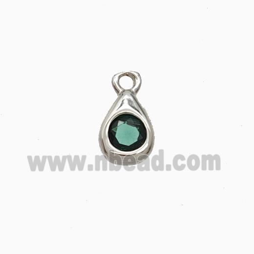 Copper Teardrop Pendant Pave Zirconia Platinum Plated