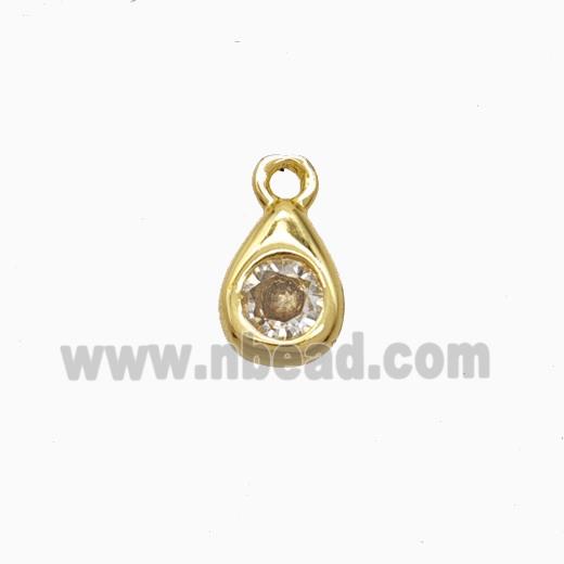 Copper Teardrop Pendant Pave Zirconia Gold Plated