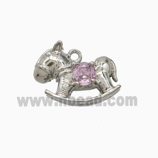 Copper Trojanhorse Pendant Pave Zirconia Platinum Plated