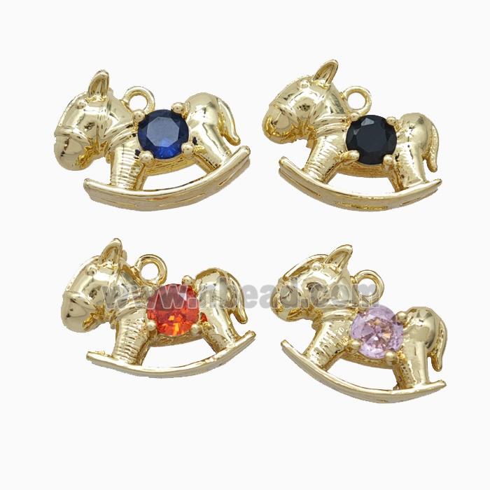 Copper Trojanhorse Pendant Pave Zirconia Gold Plated Mixed