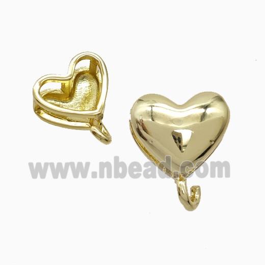 Copper Heart Pendant With Bail Gold Plated
