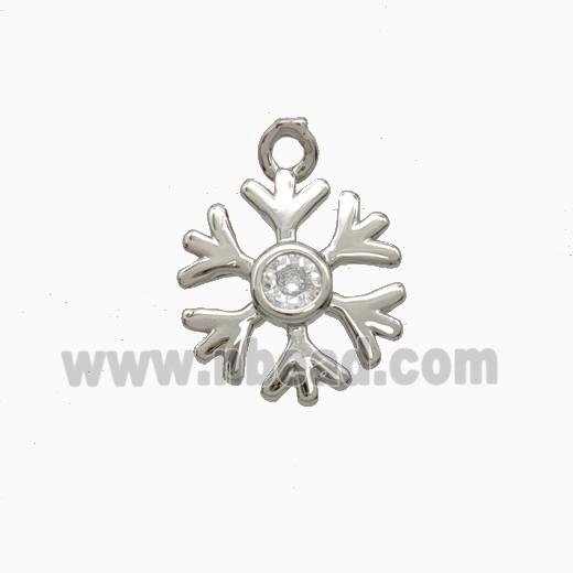Copper Snowflake Pendant Pave Zirconia Platinum Plated