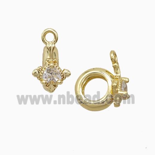 Copper Bail Pendant Pave Zirconia Gold Plated