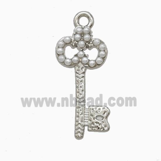 Copper Key Pendant Pave Resin Platinum Plated