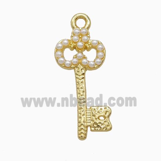 Copper Key Pendant Pave Resin Gold Plated
