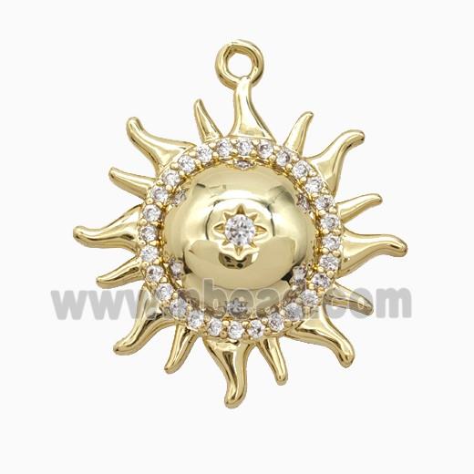 Copper Sun Pendant Pave Zirconia Gold Plated