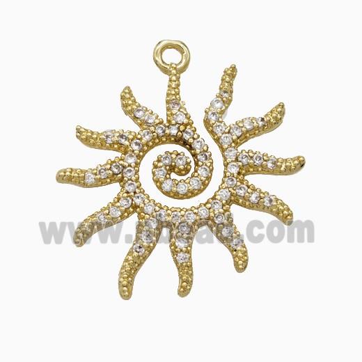 Copper Sun Pendant Pave Zirconia Gold Plated