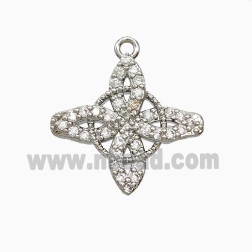 Copper Witch Knot Pendant Pave Zirconia Platinum Plated
