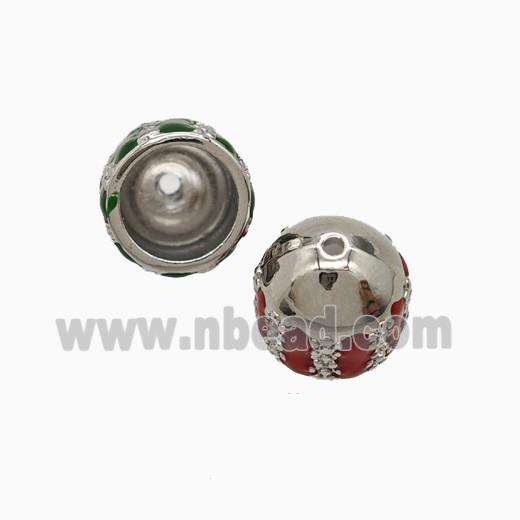 Copper Tassel-Caps Bail Red Enamel Platinum Plated