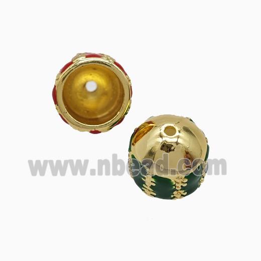 Copper Tassel-Caps Bail Green Enamel Gold Plated