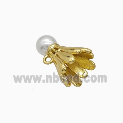 Copper Badminton Pendant Pave Resin Sports Gold Plated