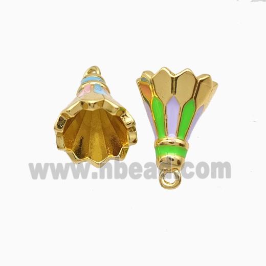 Copper Badminton Pendant Enamel Sports Gold Plated