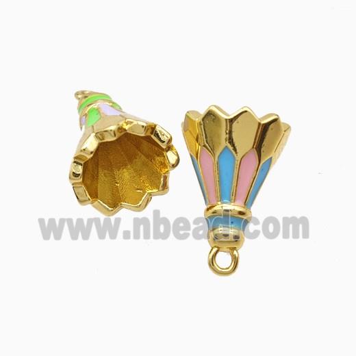 Copper Badminton Pendant Enamel Sports Gold Plated