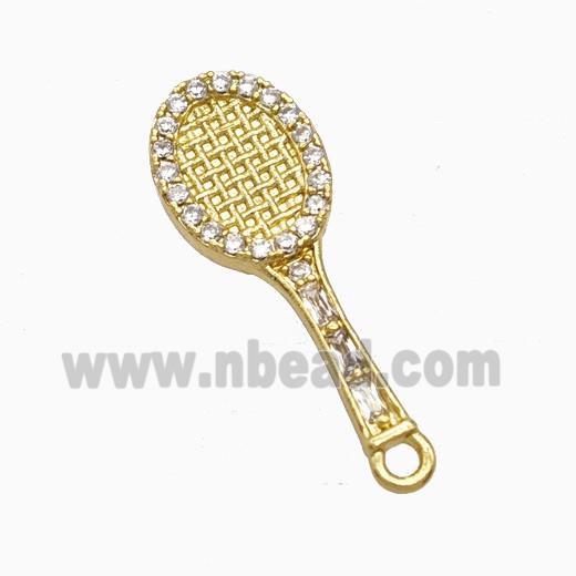 Copper Tennis Racket Pendant Pave Zirconia Sports Gold Plated
