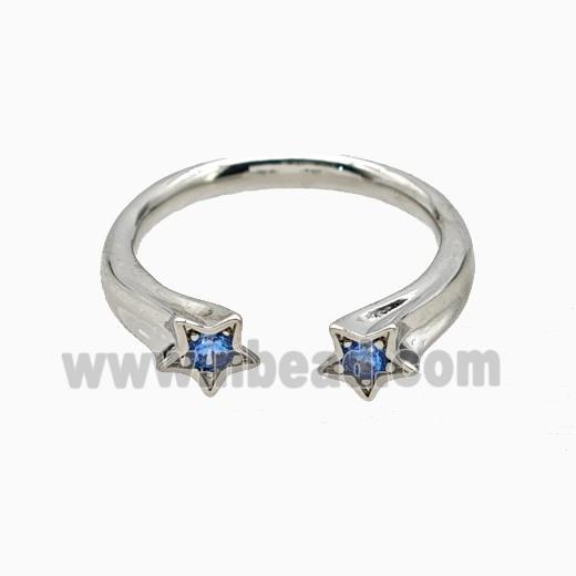 Copper Star Rings Pave Zirconia Platinum Plated