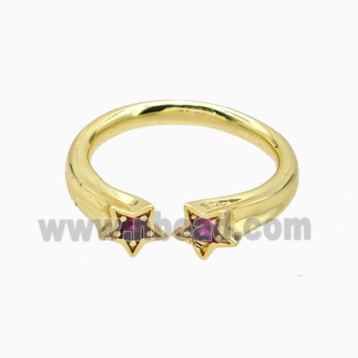 Copper Star Rings Pave Zirconia Gold Plated